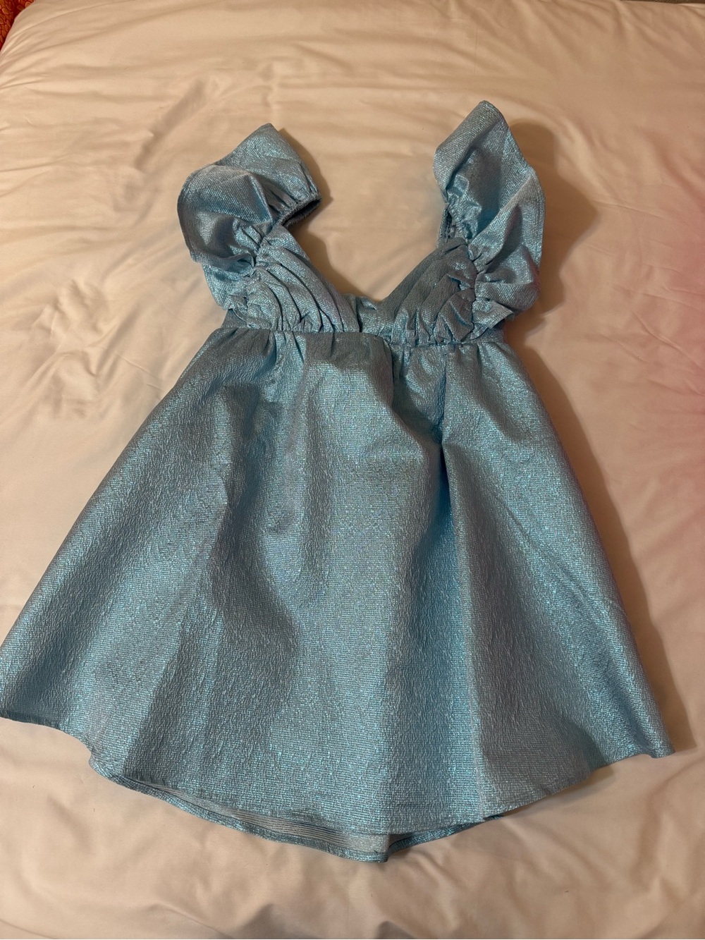 Women’s Buddy Love Sparkle Blue Party Dress with Ruffle Straps